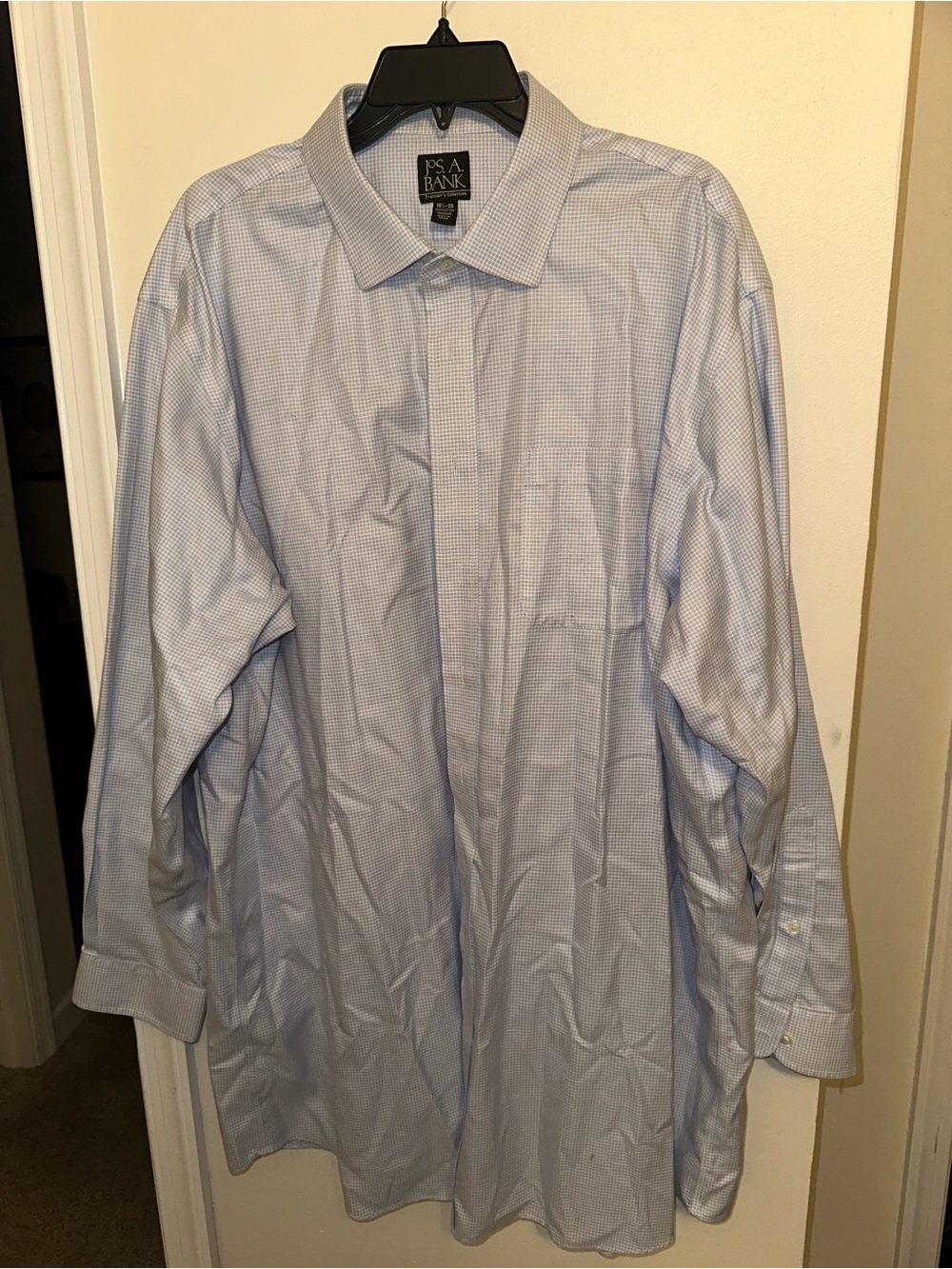 Jos. A. Bank Men's Light Blue Micro-Check Dress Shirt